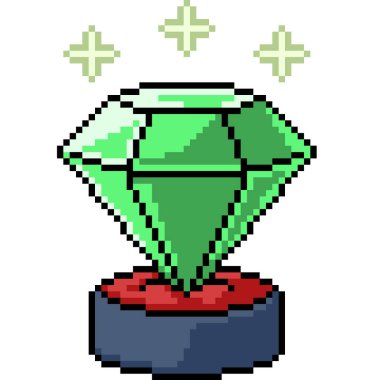 Büyük yeşil elmas izole arkaplan piksel sanatı