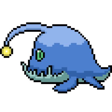 Derin deniz canavarının piksel sanatı izole edilmiş arka plan