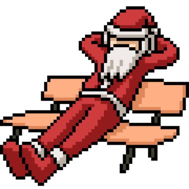 Noel Baba uykusunun pikseli sanatı izole edilmiş arkaplan