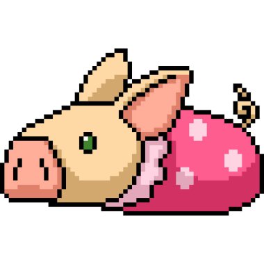 Domuz pijamasının pikseli sanatı izole edilmiş arka plan