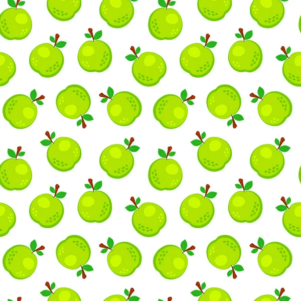 カラフルな漫画リンゴの果物のシームレスなパターンは 白い背景に隔離された 単純なベクトルジューシーな食べ物をかわす ジュースのパッケージデザイン 夏の生地 Print — ストックベクタ
