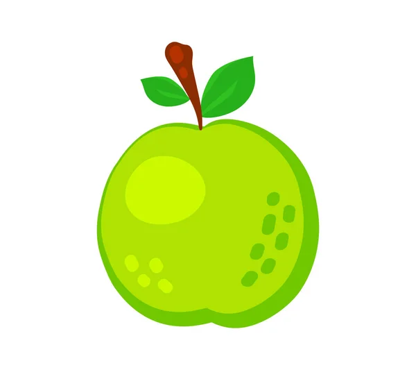 Bunte Karikatur Grüne Apfelfrucht Symbol Isoliert Auf Weißem Hintergrund Doodle — Stockvektor