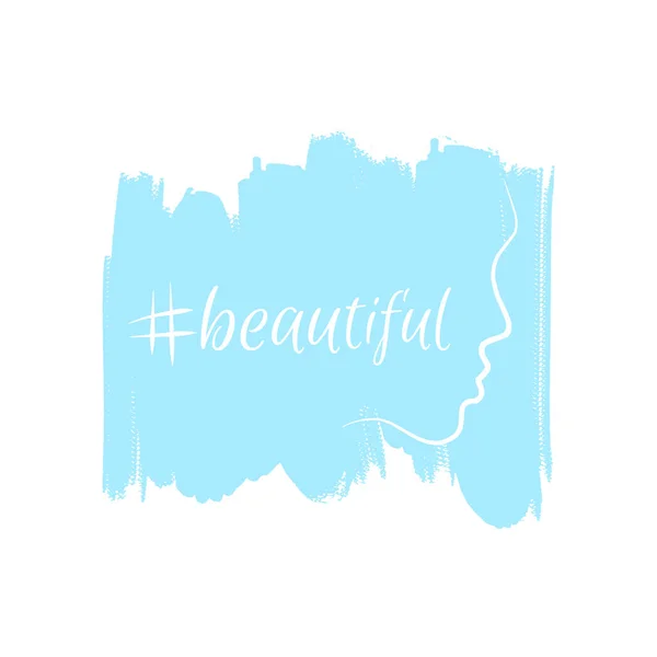 Beautiful Female Face Lettering Card Isolated White Background Shirt Sublimation — Stock Vector