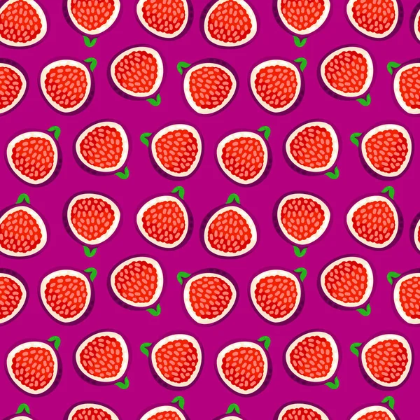 Fichi Dei Cartoni Animati Colorati Frutta Modello Senza Soluzione Continuità — Vettoriale Stock