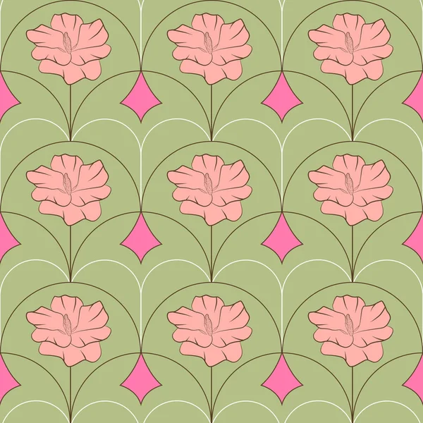 Florales Nahtloses Muster Mit Rosenblüte Druckvorlage Für Botanische Stoffe Vektor — Stockvektor