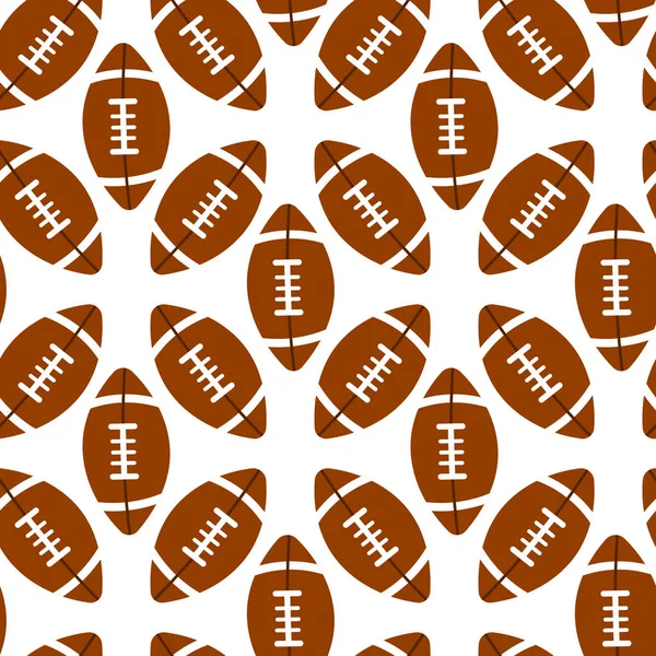 Americal Football Ball Isolated White Background Seamless Pattern Vector Rugby — Stock Vector