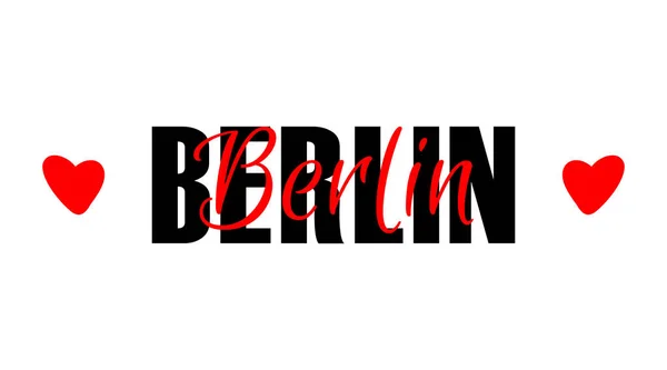 Berlínský Název Města Typografický Tisk Cestovní Kartička Izolované Bílém Pozadí — Stockový vektor
