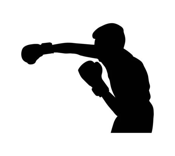 Forma Sombra Silueta Hombre Boxeador Vectorial Icono Negro Plano Aislado — Archivo Imágenes Vectoriales