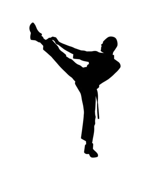 Concepto Práctica Karate Vector Simple Silueta Masculina Forma Sombra Icono — Archivo Imágenes Vectoriales