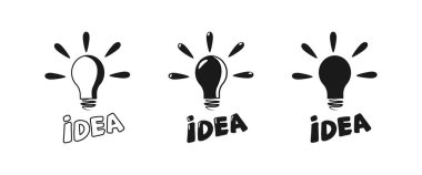 Vektör basit ampul gölgesi şekli, beyaz arka planda izole edilmiş siyah simge. Yaratıcı fikir konsepti. İş logosu tasarım unsurunu başlat. Doodle el çizimi simge seti. Web bilgi ögesi.
