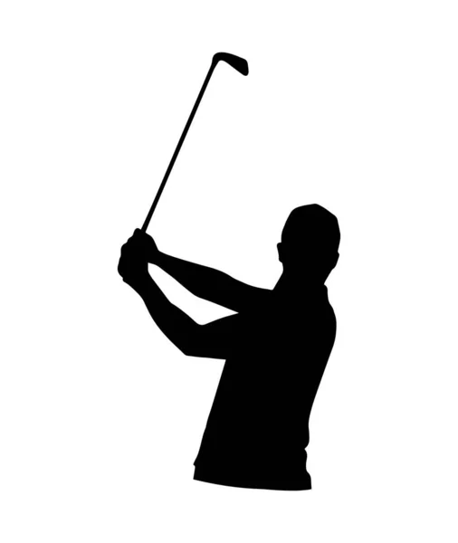 Golf Player Person Silhouette Vector Simple Shadow Shape Flat Black — Stock Vector