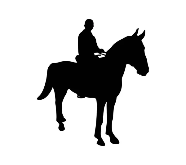 白い背景に隔離された馬の動物のシルエットの影の形 ブラックシンプルなエンブレム 乗馬スポーツ 乗馬の概念 — ストックベクタ