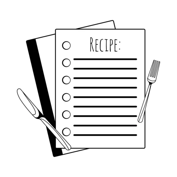 Modèle Recette Design Alimentation Icône Page Livre Culinaire Isolé Sur — Image vectorielle
