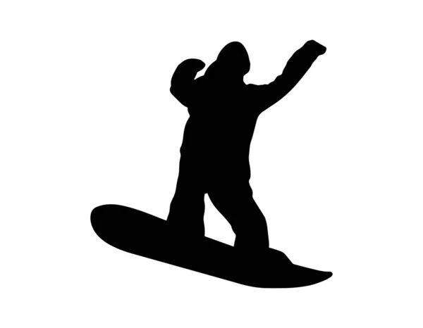 Διανυσματικό Απλό Άτομο Σχήμα Σκιάς Snowboard Επίπεδη Μαύρη Εικόνα Που — Διανυσματικό Αρχείο
