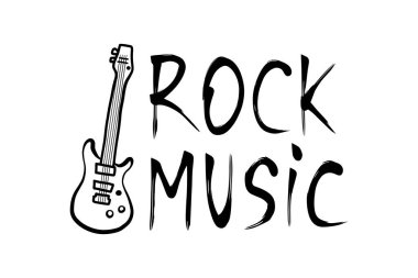 Rock music word, t-shirt print template. Hand drawn lettering.