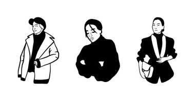 Soyut kadın vücut şekli posteri. Basit vektör el çizimi. Moda güzellik baskısı seti. Gölge silueti portresi.