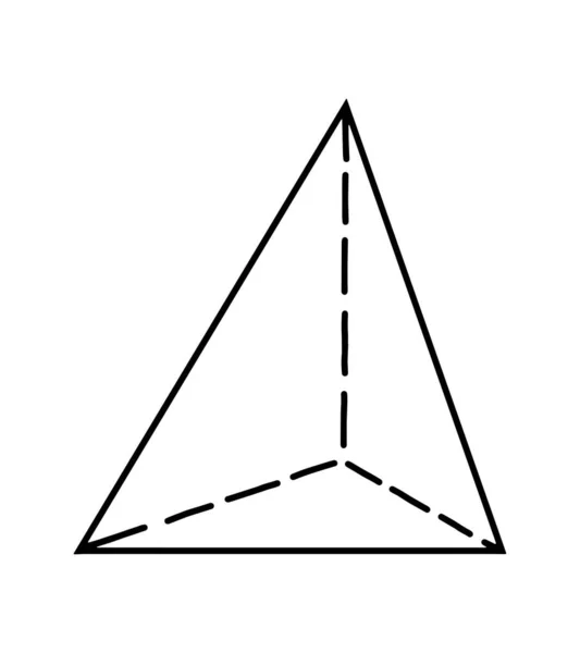 Mathematical Vector Illustration Geometric Figure Pyramid Handwritten Icon Isolated White — Stock Vector