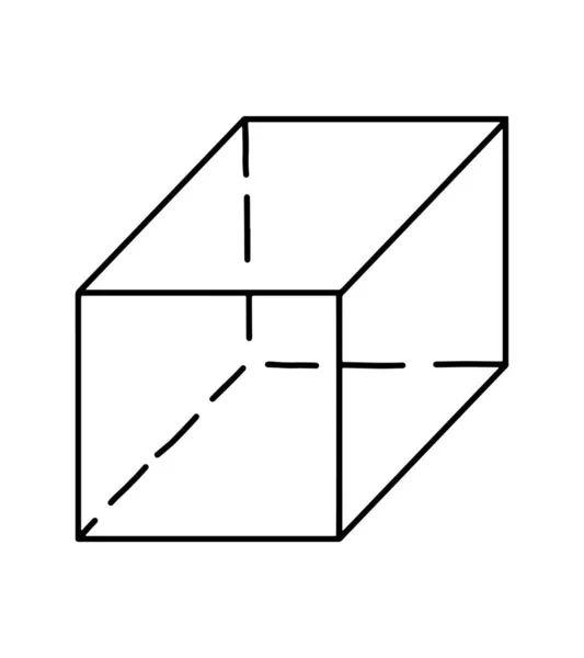 Mathematical Vector Illustration Geometric Figure Cube Handwritten Icon Isolated White — Stock Vector