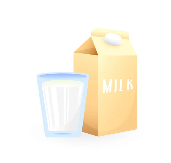 现实的漫画世界牛奶日横幅 色彩艳丽的植物或乳糖乳糖载体说明 白色背景下隔离的牛奶和奶瓶图标 — 图库矢量图片