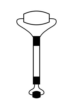 Beyaz arkaplanda izole edilmiş basit bir masajcı silindiri simgesi. Yüz masajı karşıtlığı konsepti. Siyah karalama nesnesi.