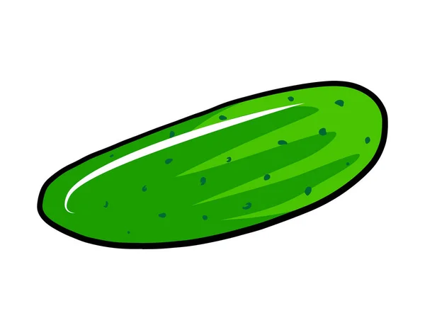Ikona Okurkové Zeleniny Izolovaná Bílém Cartoon Food Label Nálepka Černým — Stockový vektor