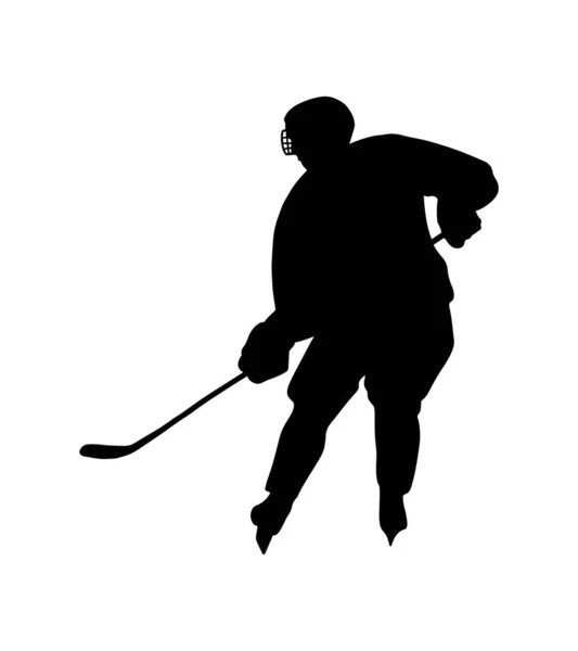 Hockey Man Shadow Shape Isolated White Background Simple Abstract Vector — Stock Vector