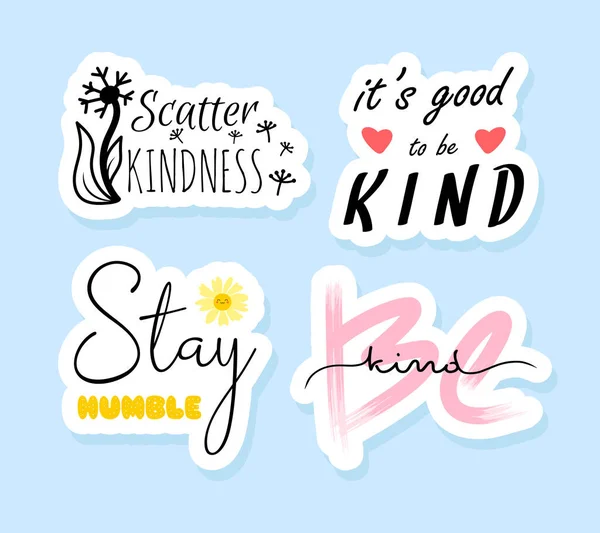 Kind Motivational Sticker Set Cute Vector Notebook Label Clip Art — Stock Vector