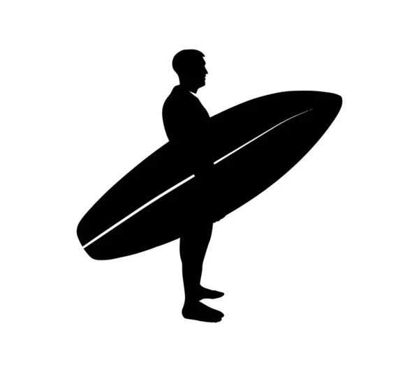 Surfen Logo Design Surfer Surfplank Silhouet Vector Illustratie — Stockvector