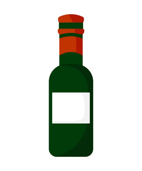 Zielony Olej Lub Wino Butelka Ilustracji Kreskówki Izolowane Białym Tle — Wektor stockowy