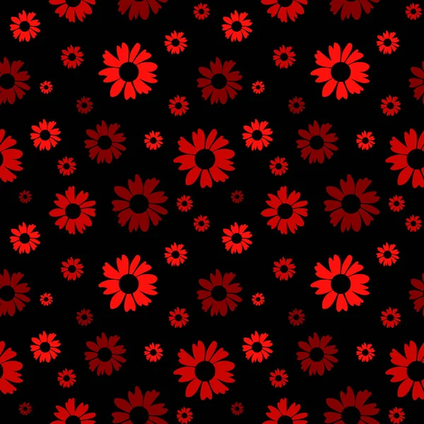 Florales Nahtloses Muster Druckvorlage Für Botanische Stoffe Vektorillustration Mit Roten — Stockvektor