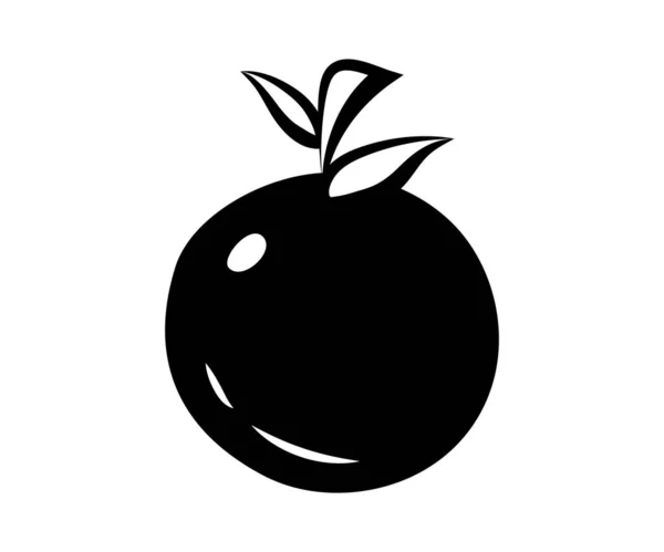 Orangefarbenes Zitrusfrucht Doodle Symbol Flache Schwarze Mandarinensilhouette Saftige Lebensmittel Logo — Stockvektor