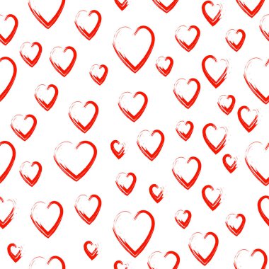 Sevgililer Günü 'nde kusursuz desen. Suluboya kalp şekli. Kırmızı romantik tekstil baskı şablonu. Aşk arkaplanı.