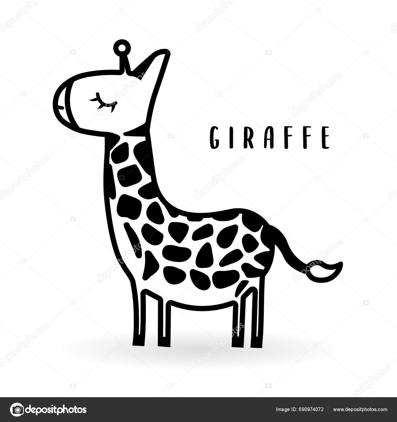 Cartoon Giraffe Animal Isolated White Cute Character Icon Vector Zoo ...