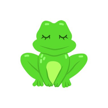 Beyaz karikatür kurbağası. Şirin karakter, vektör hayvanat bahçesi, vahşi yaşam posteri.. 