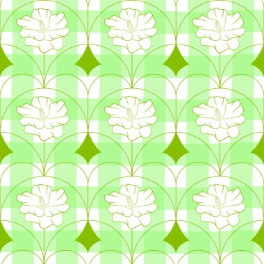 Gül çiçeğiyle desenli çiçek deseni. Botanik kumaş deseni. Mavi çizgili, art arda sanat çiçekleri olan vektör çizimi. Venedik ya da damasc duvar kağıdı tasarımı.