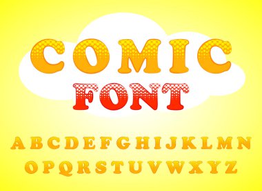 Renkli yazı tipi seti. Çizgi film alfabesi.