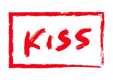 Öpücük kelimesi alıntısı. Desenli fırça metni. 