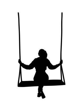 Basit siluet izole edilmiş simgeyi sallayan kız.