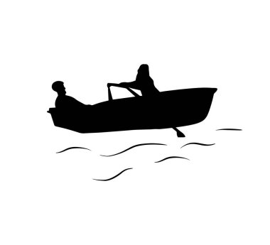 Basit siluet çift tekne gezisi.