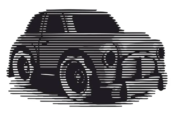 Scratchboard Estilo Vetor Carro Ilustração Design Logotipo Automóvel —  Vetores de Stock