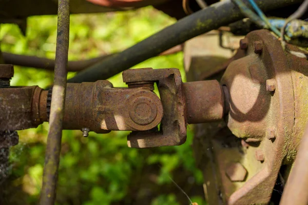 Viejos Detalles Del Tractor Oxidado Primeros Planos Cubiertos Óxido Polvo —  Fotos de Stock