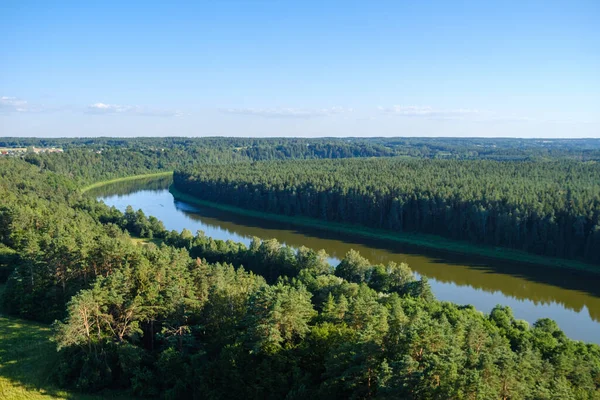 Vista Aérea Del Río Daugava Letonia Verde Veraniego — Foto de Stock