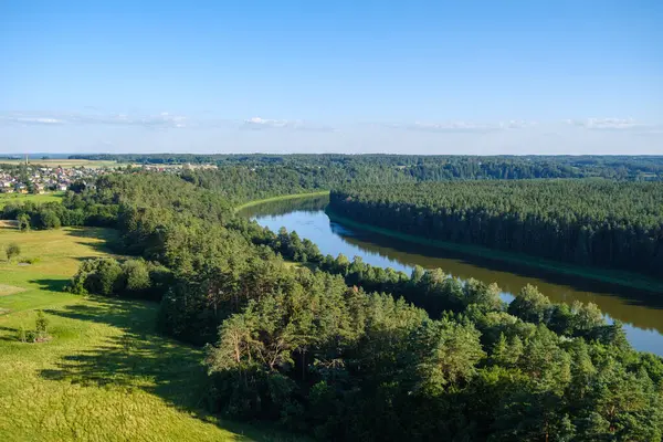 Aerial View River Daugava Latvia Summer Green — Stock Photo, Image