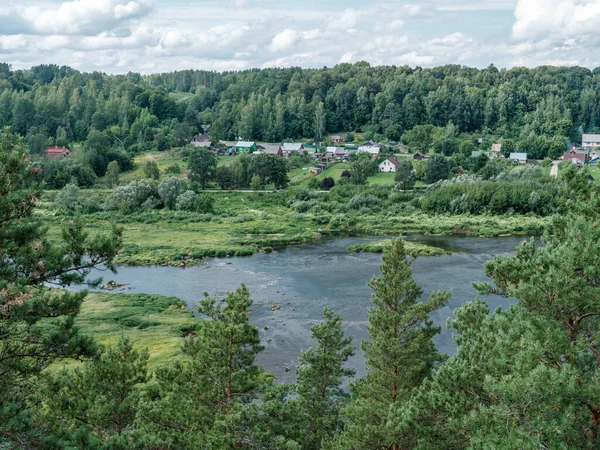 Aerial View River Daugava Latvia Summer Green — Stock Photo, Image
