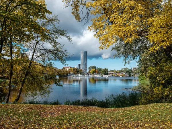 Panorama View City Riga Latvia River Daugava — Stock Photo, Image