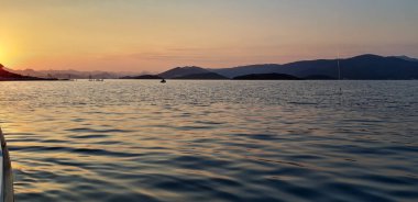 Dramatic Seascape Morning , Hills in the Background, Adriatic Sea, Croatia