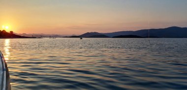 Calm Seascape Sunrise , Hills in the Background, Adriatic Sea, Croatia