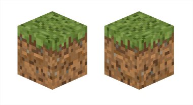 3 boyutlu bir kağıt bloğu oluşturmak için pikselleştirilmiş çim küp şablonu. Kum havuzu inşa eden bir dünyadan esinlenilmiştir. Piksel tarzı dekorasyon için yazdır, kes ve katla. Şeffaf arkaplan.