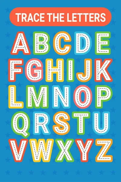 Parlak alfabe harfleri (A-Z) ile renkli 