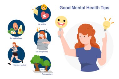 İyi akıl sağlığı konseptinin düz çizimi.